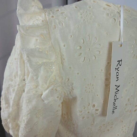 Ryan Michelle Women's 100% Cotton Cream Midi Dress Size Large (NWT) - Picture 11 of 14